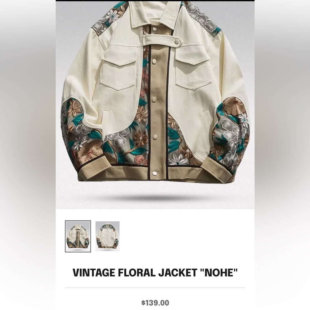 Vintage Floral Embroidered Denim Jacket